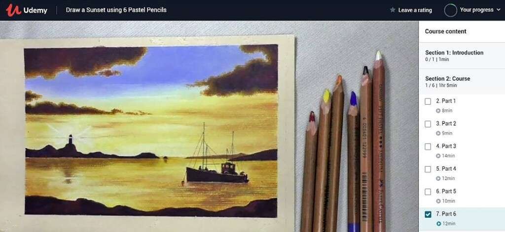 Draw a Sunset Using 6 Pastel Pencils