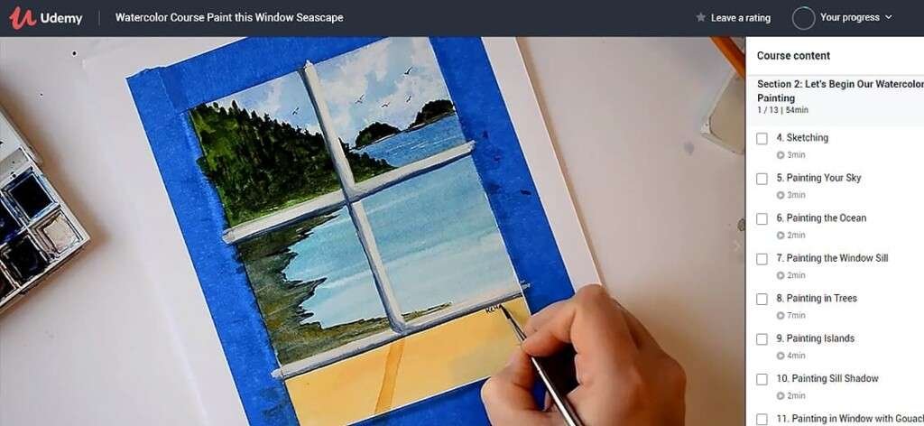 Watercolor Course Paint This Window Seascape